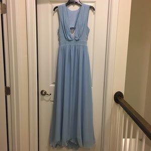 Lulus Blue Maxi - Plunging Neckline open back